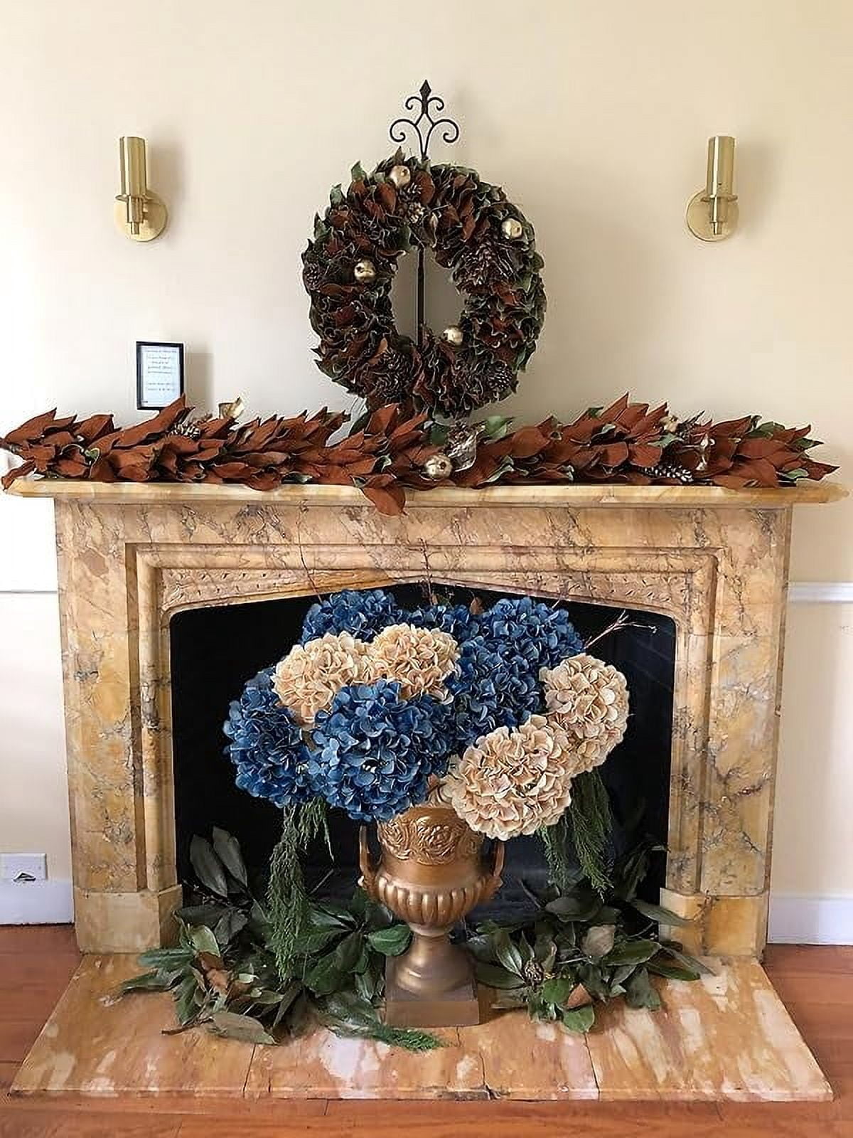 ZYTUYO 5 Pcs Dark Blue Silk Hydrangeas Artificial Flower Boho Dried Touch 20'' Faux for Fall Indoor Home Decor Kitchen Living Room Outdoor Porch Wedding Arrangement