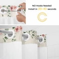 thumbnail image 2 of Easter Bunny No Hooks Shower Curtain with Snap-in Liner Watercolor Spring Red Floral Green Eucalyptus Leaves Cute Animal Linen Texture Shower Curtains for Bathroom, Waterproof, Washable 72"x96", 2 of 9