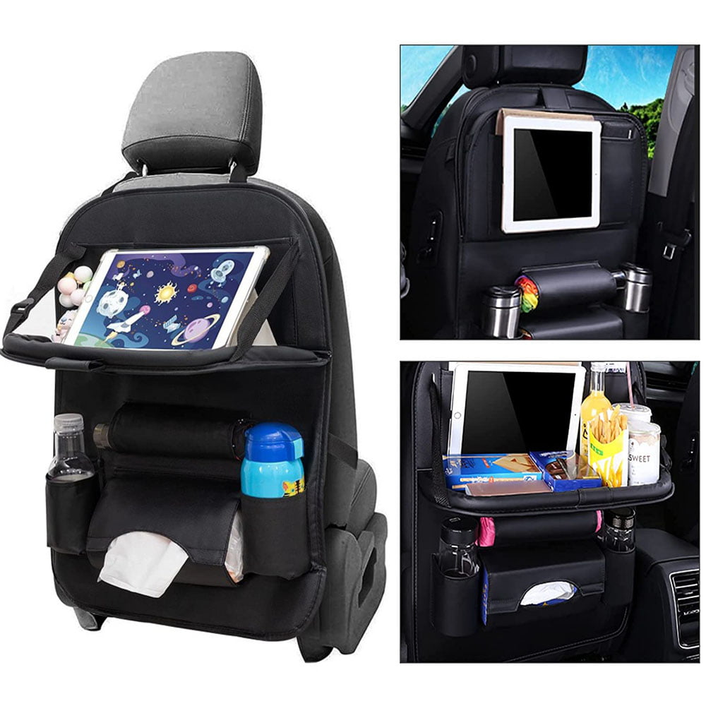 PU Leather Car Seat Organizer with Foldable Table Tray Backseat