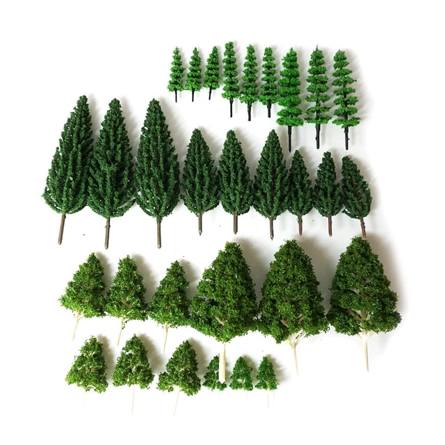 30pcs Árboles modelo Árboles modelo mixtos de diferentes tamaños Árboles verdes para modelo Irfora Árboles modelo