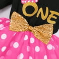 thumbnail image 4 of IBTOM CASTLE Baby Girl 1st 2nd 3rd Birthday Outfit Mouse Dress Polka Dots Tutu Skirt Cake Smash Long Sleeve Clothes for Photo Shoot 1 Year Black + Hot Pink Dots, 4 of 8