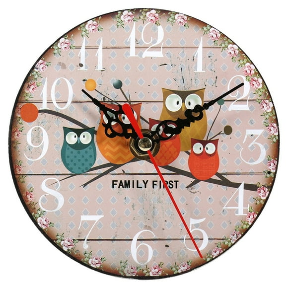 Wooden Clock Wood Wall Clock Wooden Round Clock Vintage Wood Wall Clock Vintage Round Wall Clock 1Pc Antique Creative Vintage Owl Pattern Round Wooden Wall Clock Home Office