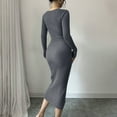 thumbnail image 7 of Roncen Women's Solid Knit Dress - Bodycon Fit Stretchy Pencil Dress with Casual Chic Style, Flattering Silhouette for Daily Wear Office Outfits, 7 of 7