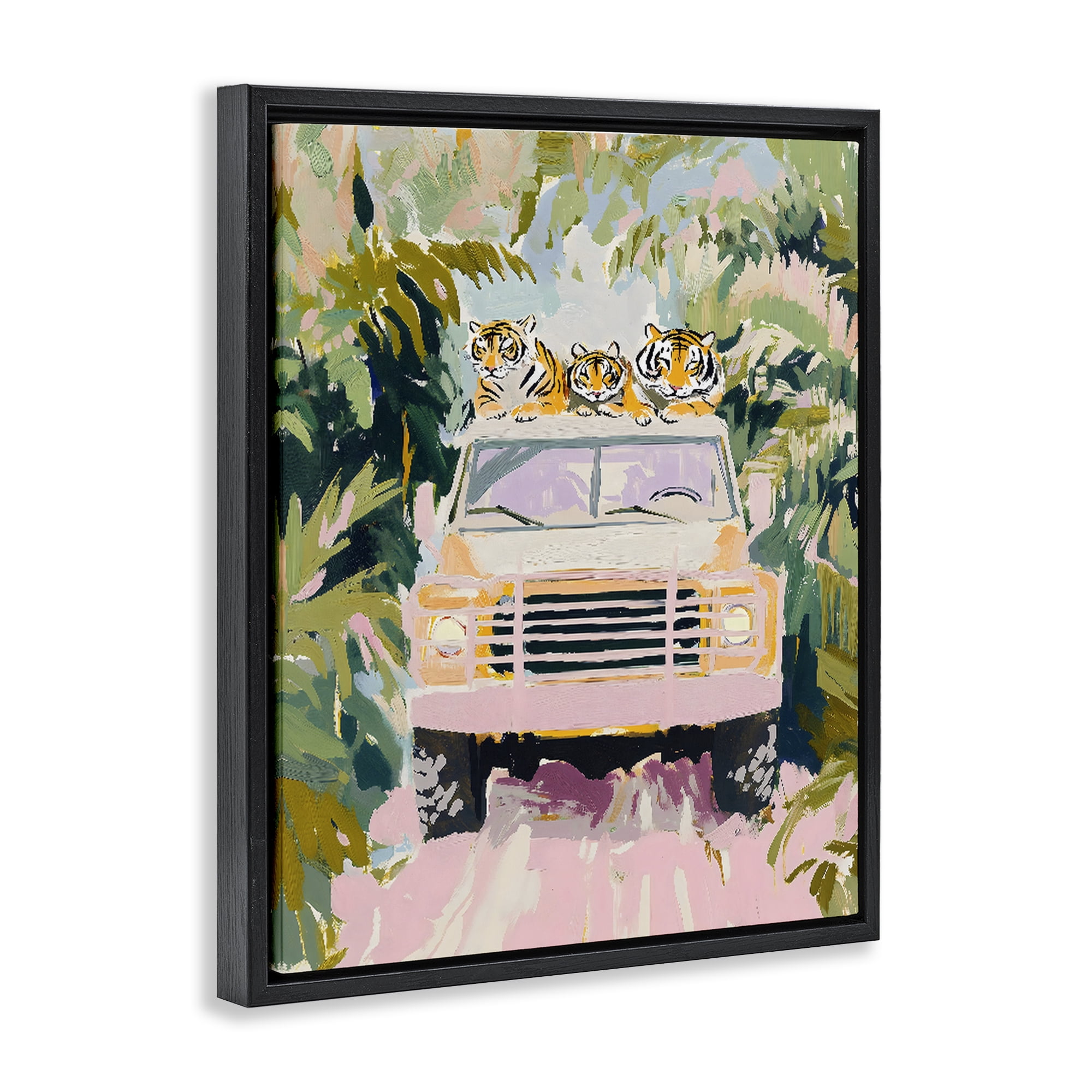 Stupell Industries Safari Trip Tiger Trio Black Framed Floater Canvas Wall Art, design by The Prints Vibe