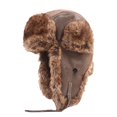 thumbnail image 1 of Sombrero de de invierno con orejeras PU Cálido a prueba Gorros resistentes al frío Sombreros café botón Zulema Sombrero de soldado de invierno, 1 of 6