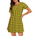 thumbnail image 4 of Salouo Yellow Checkered Plaid Print Short Sleeve Sleepshirt for Womens Comfy Nightgown Scoopneck Cute Nightdress Ruffle -X-Large, 4 of 7