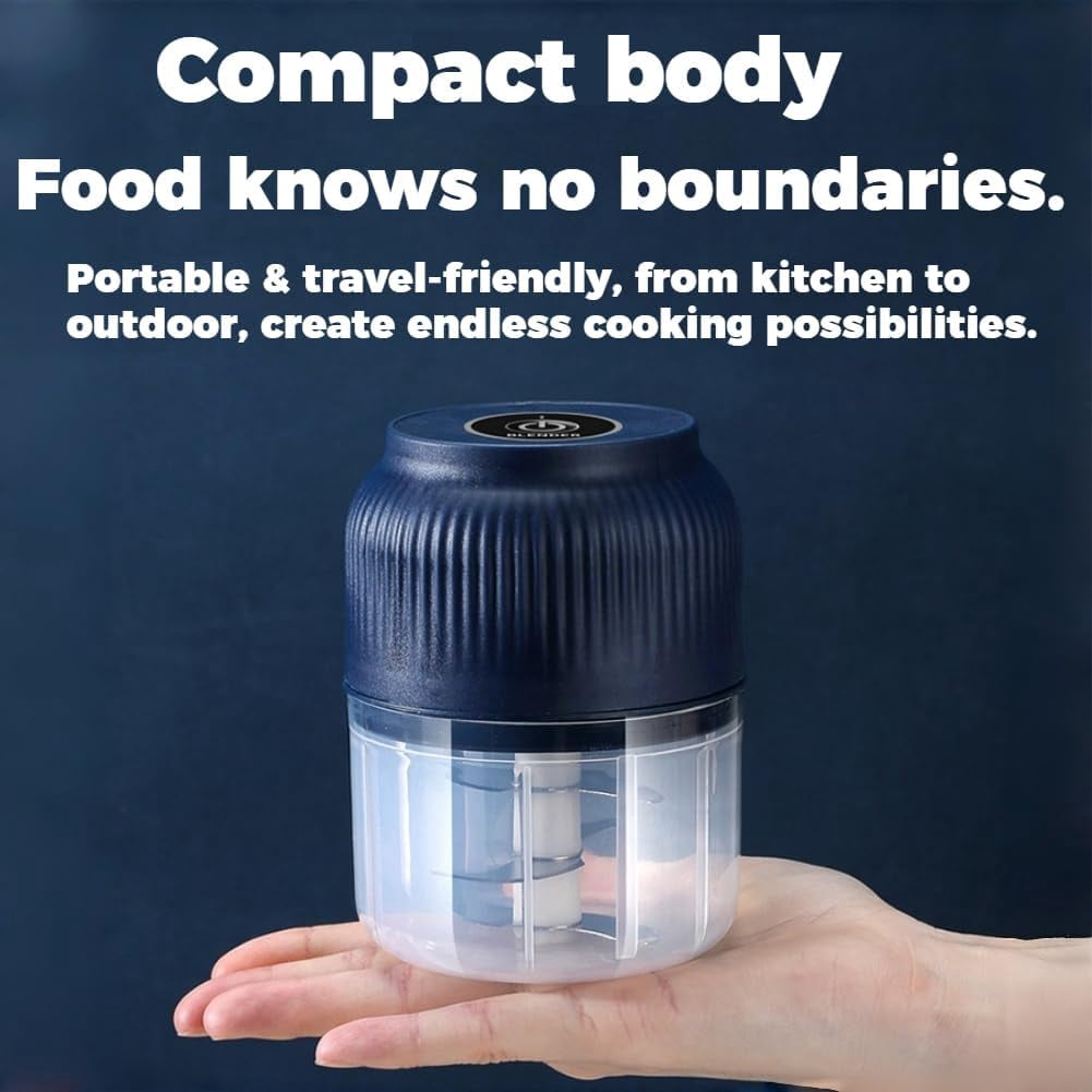 Cordless Multifunctional Mini Electric Garlic Chopper, Mini Electric Food Chopper, 4 Blades Wireless Food Processor for Garlic, Onion, Ginger, Chili, Vegetable, Meat, Nuts, Spices, Fruit