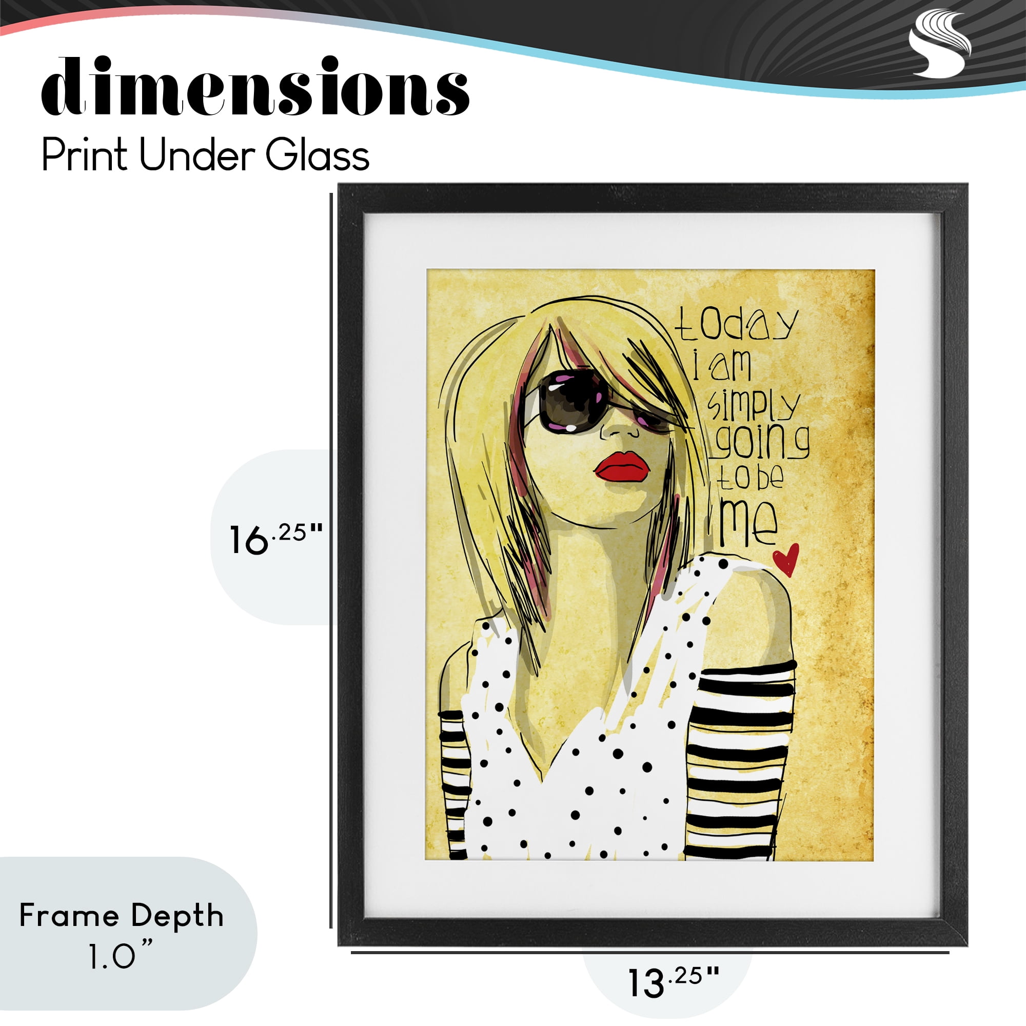 Stupell Industries Today I Am Simply Me Black Framed Print Under Glass, design by Suzanne Millius