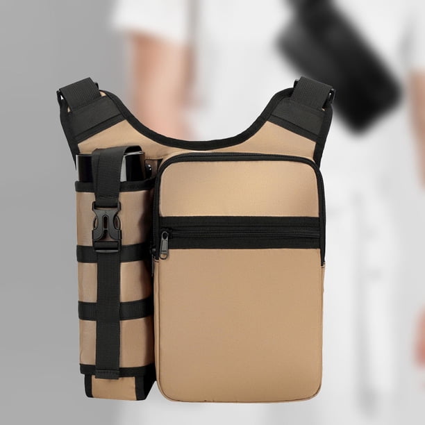 Elegante bolso bandolera informal Mochila con Cierre de cremallera Bolso de hombro duradero Mochila para escalar Viajes de pesca Compras Caqui Salvador Mochilas bandolera