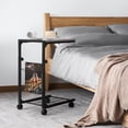 thumbnail image 4 of C Table with Wheels, Height Adjustable C Shaped End Table for Sofa & Bed, Movable Side Table for Laptop, Snacks & Books, MDF & Metal Frame with Storage Basket, 21"-33.4" Height Range, Easy Assembly, 4 of 8