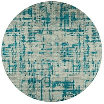 Bravado Indoor/Outdoor Blue Abstract Camo 8' Round Non-Skid Area Rug