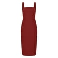 thumbnail image 6 of Baqcunre Wrap Dress Women's Solid Color Square Neckline Strap Bodycon Party Dress Summer Dresses for Women 2024 Dresses for Women 2024 Womens Dresses Red S(Hot), 6 of 9