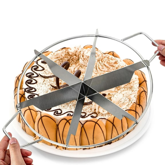 Stainless Steel Cake Divider Slicer, Rust Proof Cake Divider with Side Handle, Whole Pie Cutter, Non-Stick Pie Cutter Press, Sheet Cake Pizza Cutter For Bakery Cafe Restaurant Home Separator