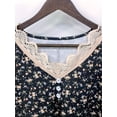 thumbnail image 4 of Plus SizeWomen's Floral Print V Neck Lace Trim Blouse, Casual Short Sleeve Summer Top, 4 of 5