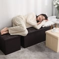 thumbnail image 4 of Banco otomano con almacenamiento WSYW de 55 litros, reposapiés plegable, asiento marrón, 4 of 7