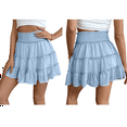 thumbnail image 3 of Womens Summer Flowy High Waist Ruffle Casual Cute Boho Beach Short Skirts Built-in Shorts Light Blue S, 3 of 7