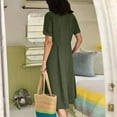 thumbnail image 5 of SnnmBlm Women's Casual V Neck Buttons Down Front Short Sleeve Loose Fit Midi Dress Army Green 4XL, 5 of 6