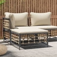 thumbnail image 1 of vidaXL Repose-Pieds de Jardin avec Coussin Beige en Rotin Poly, 1 of 1