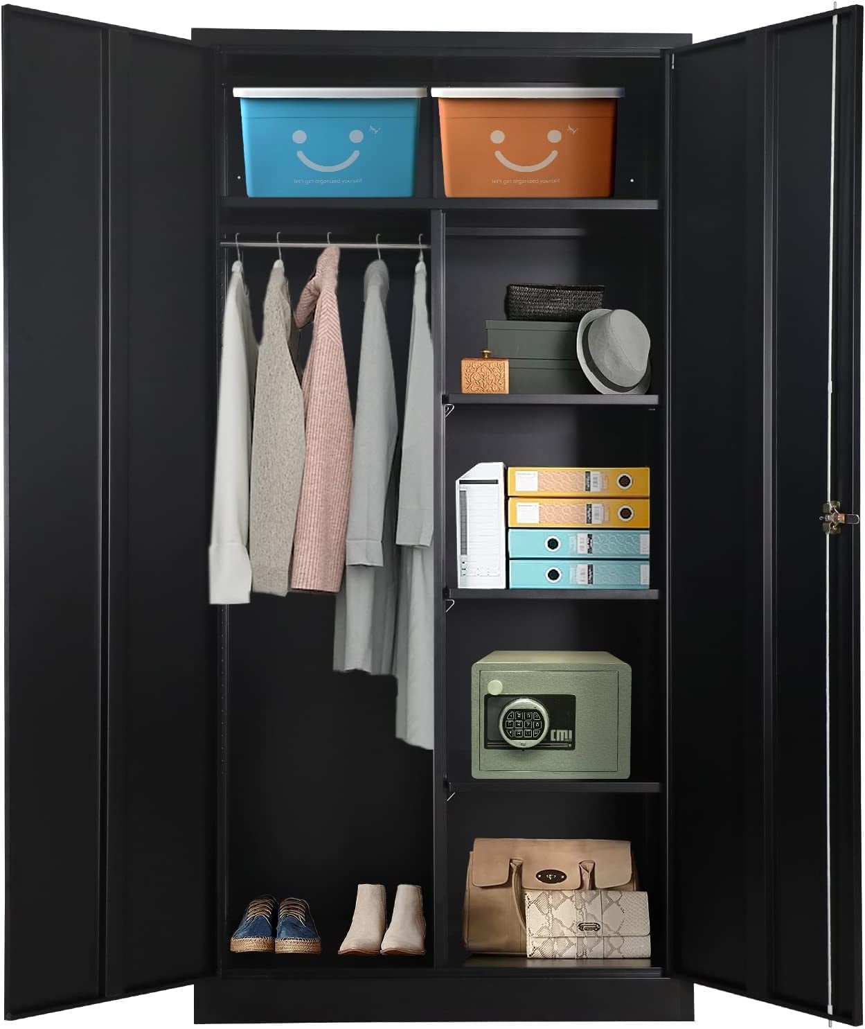 Atripark Metal Storage with Locking Doors 72" Tall Storage Wardrobe with Lock and