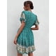 thumbnail image 2 of Vestido corto de manga corta con cuello en V y estampado floral para mujer, 2 of 2