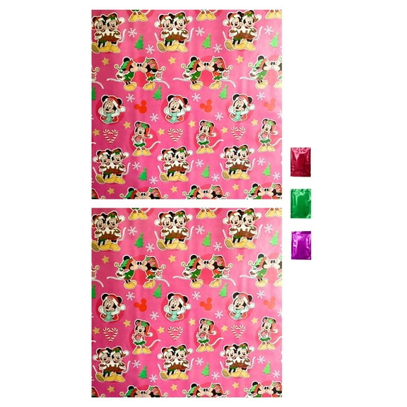 Minnie Mouse Christmas Wrapping Paper 2 Rolls 40 Sq Ft Total, Holiday Birthday Baby Shower Halloween Easter Presents Party Gift Wrap with Cut Grid Lines, Kids Gifts w/ Bonus Snoep in Beperkte Oplage