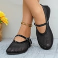 thumbnail image 6 of Lenago Mesh Ballet Flats for Women Fishnet Ballerina Flats Buckle Strap Mary Jane Flats Causal Daily Dress Shoes Daily Office Dress Shoes Summer Beach Fashion Black Size-7.5, 6 of 9
