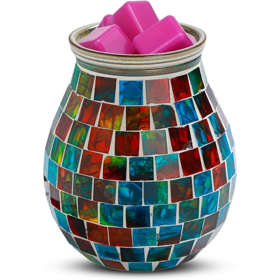 Handcrafted Mosaic Glass Electric Wax Melt Warmer Wax Burner Melter Fragrance Warmer for Home Office Bedroom Living Room Gifts, Christmas Gifts & Décor