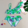 thumbnail image 2 of Swimsuit For Toddler Girl Bikini Floral Swimsuit Bathing Suit Girls' Bikini Ruffle Bathing Suit,Green,6-7 Years, 2 of 5