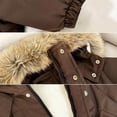 thumbnail image 7 of JUMEYU Jacket for Girls Cropped Faux Fur Hood Puffer Bomber Jacket for Girls Snap Front (Coffee,5-6 Years), 7 of 7