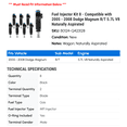 thumbnail image 2 of Fuel Injector Kit 8 - Compatible with 2005 - 2008 Dodge Magnum R/T 5.7L V8 Naturally Aspirated - Autopart Premium, 2 of 2