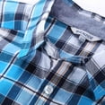 thumbnail image 5 of Bienzoe Boy's Cotton Plaid Roll Up Button Down Sports Shirts Navy/Blue 13/14, 5 of 9
