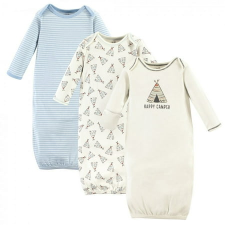 UPC: 0660168661002 | Touched by Nature Baby Boy Organic Cotton Long-Sleeve Gowns 3pk  Blue and Gray  0-6 Months
