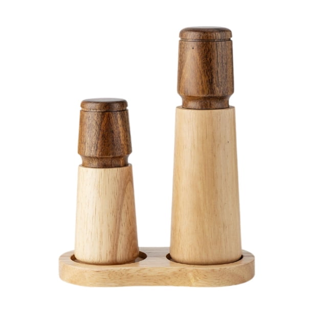 Manual de set de molinillo de pimienta con rotor de cerámica de molino de pimienta de pimienta de bandeja, molino de sal de madera multipropósito para