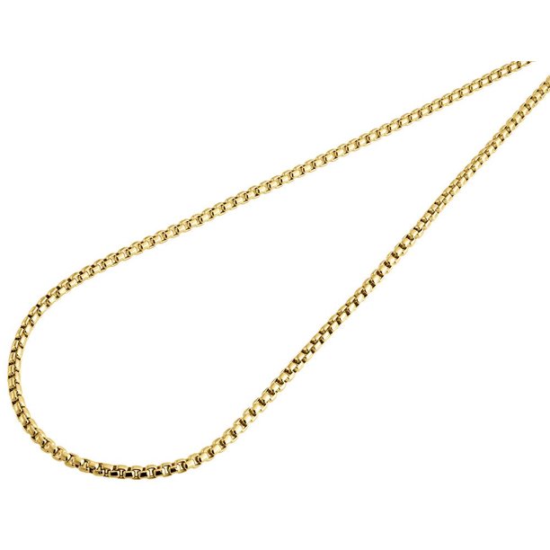 14k Yellow Gold 1.5mm Round Box Chain Necklace - with Secure