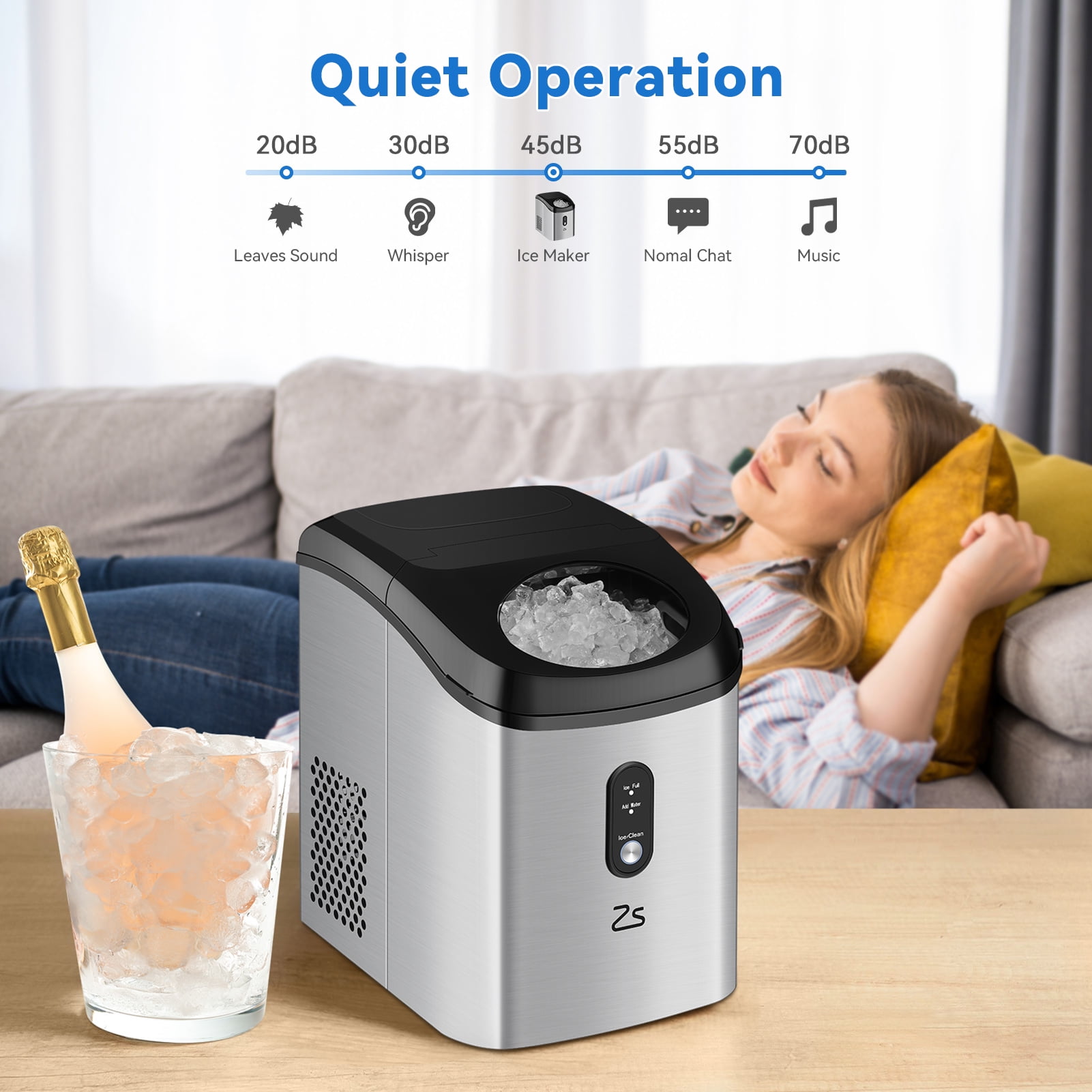 Nugget Ice Maker Countertop with Soft Chewable Ice, Portable Ice Maker with  Self-Cleaning, One-Key Operation, 33Lbs/24Hrs, Compact Ice Maker with Ice  Scoop/Basket for Home/Kitchen/Office/Bar 