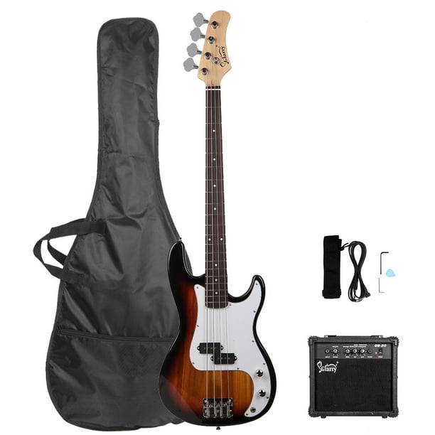Full Size 4-String Electric Bass Guitar – Sunset Color, Basswood Body, Rosewood Fingerboard