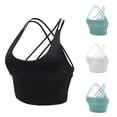 thumbnail image 4 of Xfvqtps Sports Bras for Women Cross Back Double Spaghetti Strap Padded Elastic Crop Tank Tops for Yoga Gym Fitness Sky Blue, 4 of 4