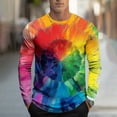 thumbnail image 2 of Tie Dye Tops Mens Long Sleeve Graphic T-Shirts Slim Fit Crew Neck Colorful Workout Casual Sport Tees Tshirts (XL, Multicolor), 2 of 5
