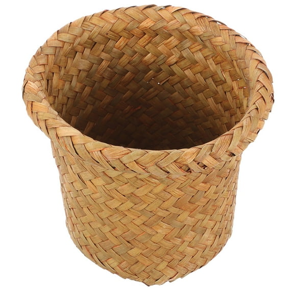 Gymnture Seagrass Trash Can Round Waste Basket Boho Woven Garbage Bin