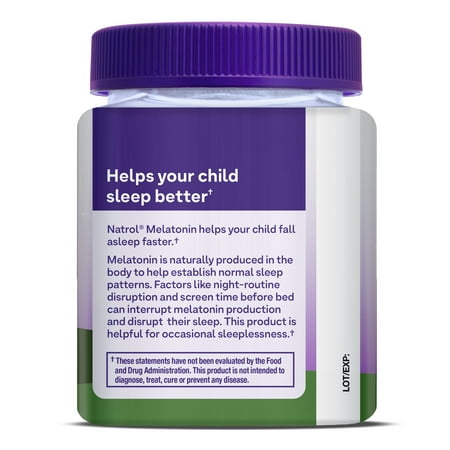 Natrol Kids Melatonin Sleep Aid Gummy, 1mg, Supplement for Children, Ages 4 and up, 60 Berry Flavored Gummies