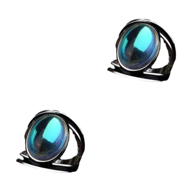 Anillo de piedra lunar unisex Qarigey estilo retro negro 7