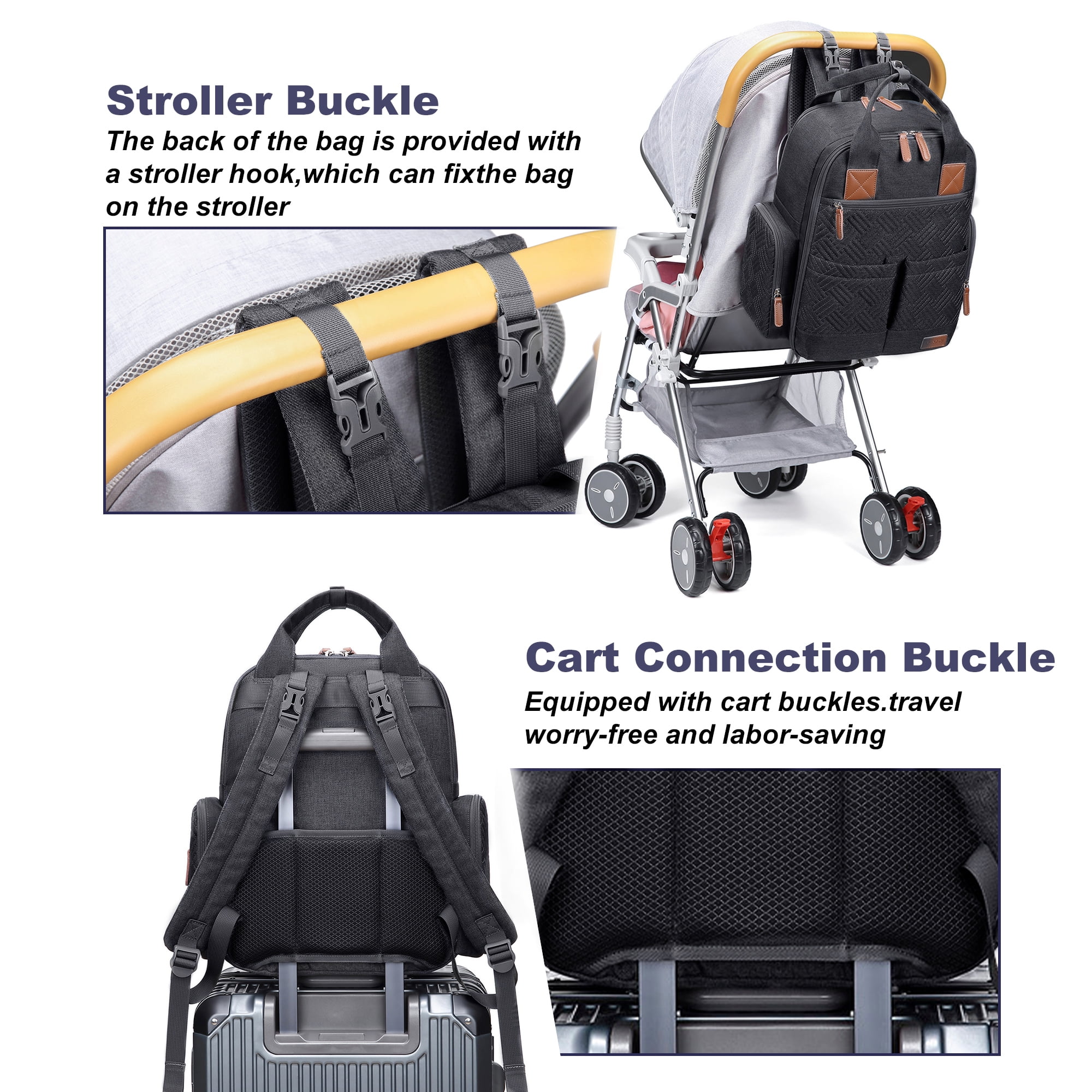 AGUDAN Baby Diaper Backpack Waterproof Maternity Bag Dry&Wet Separation Nappy Bag 12x7x16IN