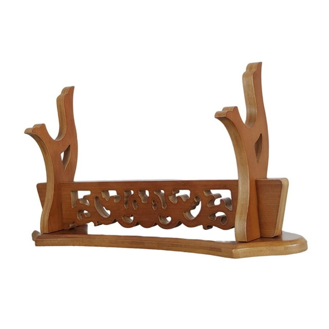Bunblic Stand Display Living Room Decoration Tabletop Wood Holder Rack for Wakizashi Medieval s Gladius Flutes 1 Layer