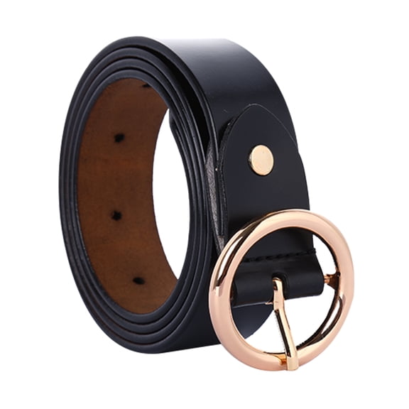 INSPIRE CHIC Women's Fashionable Stylish Round Pin Buckle Casual Belt Black