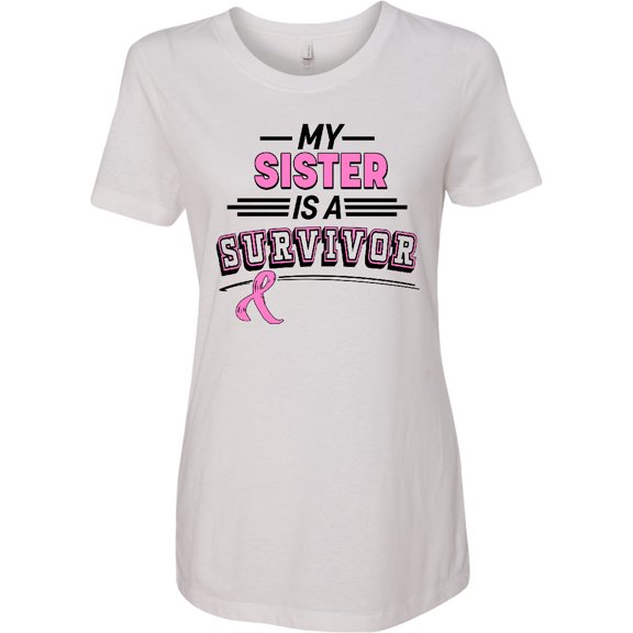 Inktastic My Sister is a Survivor Breast Cancer Awareness Women's T-Shirt