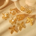 thumbnail image 4 of 18K Karat Gold Plated Earrings for Women Bow Earrings Ring 18K Gold Plated Jewelry for Her Birthday Gift, 4 of 15