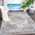 thumbnail image 2 of Soft Grey Off White Vintage Floral Design Area Rug, Faded Light Blue Traditional Living Room Carpet, 2 of 8
