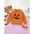 thumbnail image 2 of Toddler Baby Boys Girls Halloween Sweaters Pumpkin Face Long Sleeve Ribbed Knitted Pullover Fall Winter Clothes, 2 of 7