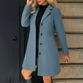 thumbnail image 2 of Dwralegc Women's Mid-Long Pea Coats Thicken Stand Collar Winter Coats Single Breasted Mid Long Wool Blend Jackets & Coats Plus Size Balck Overcoat with Pockets Navy 2XL, 2 of 7