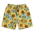 thumbnail image 5 of Goofa Farmhouse Sunflower Printed Mens Swim Trunks Summer Quick Dry Short Beach Swimwear Bathing Suits-Small, 5 of 9